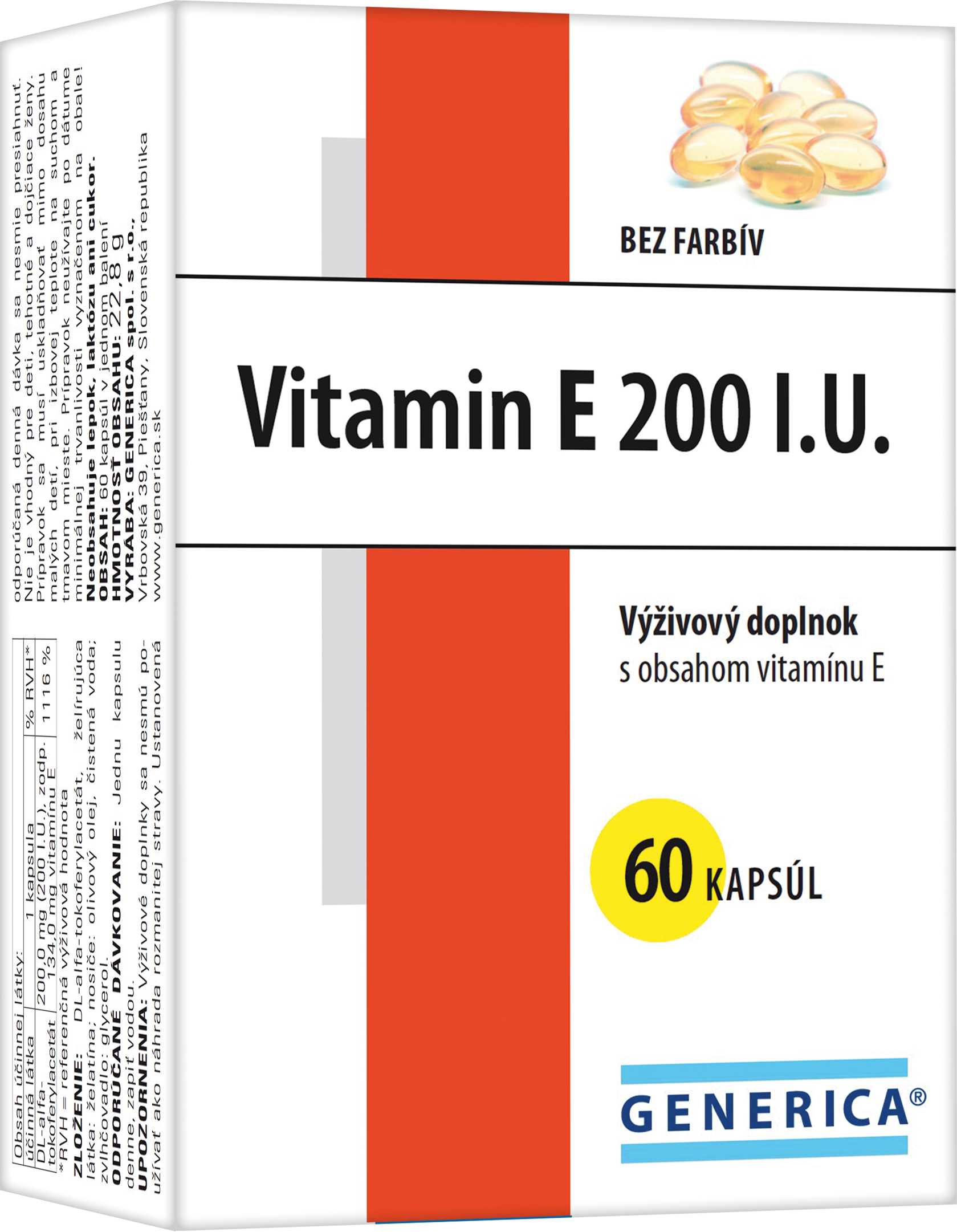 GENERICA Vitamin E 200 I.U., 60 kapsúl